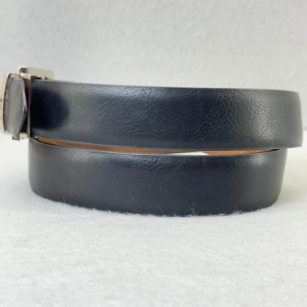 NEW‎ Philippians 4:13 Reversible Black Bonded Leather Belt Silver Buckle Sz 36